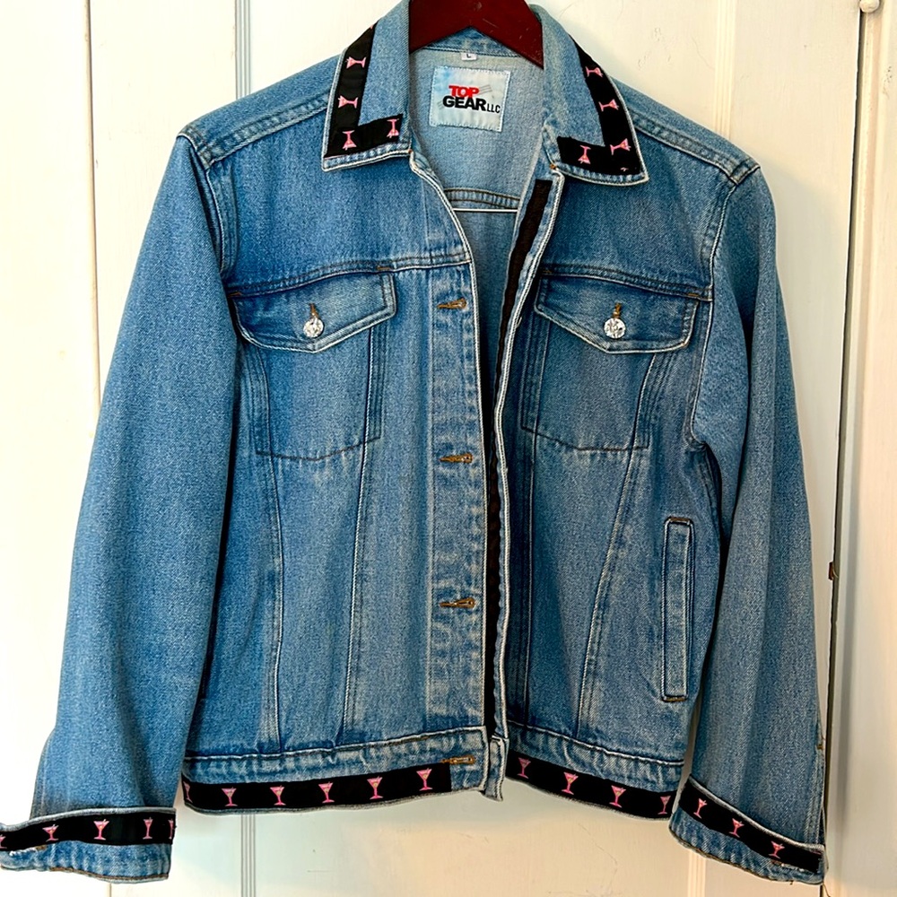 Denim Jean Jacket.  Martini glass trim!  🍸